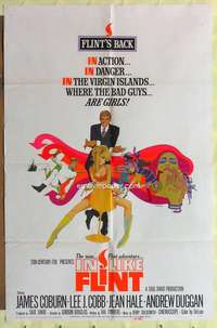 r424 IN LIKE FLINT one-sheet movie poster '67 James Coburn, Bob Peak art!