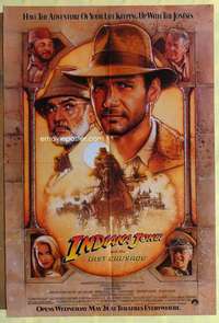 r432 INDIANA JONES & THE LAST CRUSADE brown advance one-sheet movie poster '89