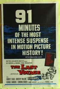 r478 LAST VOYAGE one-sheet movie poster '60 Robert Stack, Woody Strode