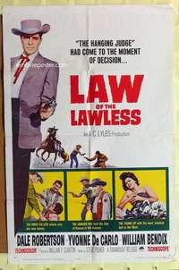 r479 LAW OF THE LAWLESS one-sheet movie poster '64 Dale Robertson, De Carlo
