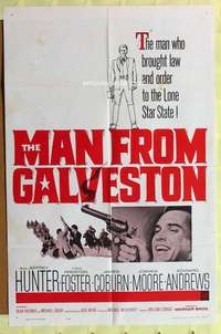 r508 MAN FROM GALVESTON one-sheet movie poster '64 Jeff Hunter in Texas!