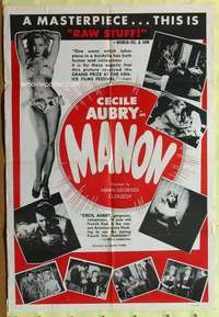 r511 MANON one-sheet movie poster R50s Henri-Georges Clouzot, French sex!