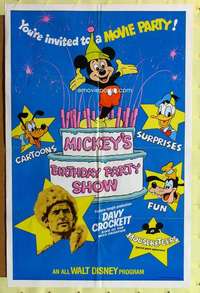 r534 MICKEY'S BIRTHDAY PARTY SHOW one-sheet movie poster '78 Davy Crockett!