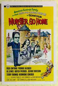 r575 MUNSTER GO HOME one-sheet movie poster '66 Fred Gwynne, De Carlo