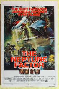 r587 NEPTUNE FACTOR one-sheet movie poster '73 Ernest Borgnine, giant fish!