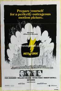 r588 NETWORK one-sheet movie poster '76 Paddy Cheyefsky, William Holden