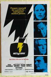 r589 NETWORK advance one-sheet movie poster '76 Paddy Cheyefsky, Holden
