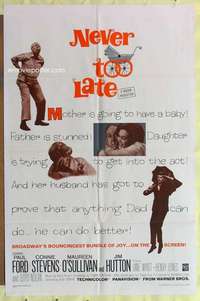r593 NEVER TOO LATE style B one-sheet movie poster '65 Paul Ford, Stevens