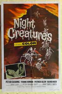 r603 NIGHT CREATURES one-sheet movie poster '62 Hammer, Peter Cushing