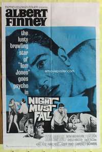 r604 NIGHT MUST FALL one-sheet movie poster '64 psycho Albert Finney!