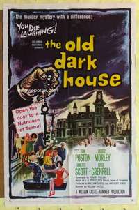 r636 OLD DARK HOUSE one-sheet movie poster '63 Hammer, William Castle