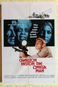 r641 OMEGA MAN one-sheet movie poster '71 Charlton Heston, zombies!