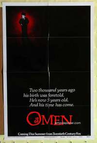r642 OMEN style B teaser one-sheet movie poster '76 Gregory Peck, horror!