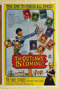 r652 OUTLAWS IS COMING one-sheet movie poster '65 The Three Stooges!
