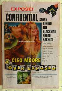 r654 OVER-EXPOSED one-sheet movie poster '56 super sexy Cleo Moore!