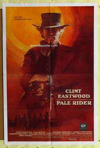 r660 PALE RIDER int'l one-sheet movie poster '85 David Grove art of Eastwood!