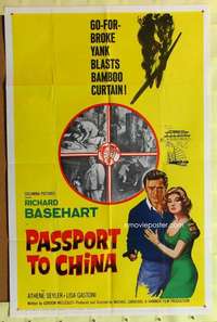 r672 PASSPORT TO CHINA one-sheet movie poster '61 Hammer, Richard Basehart