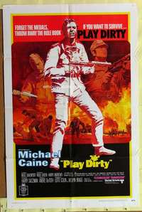 r686 PLAY DIRTY one-sheet movie poster '69 Michael Caine, WWII, English!