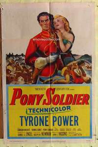 r694 PONY SOLDIER one-sheet movie poster '52 Tyrone Power, Penny Edwards