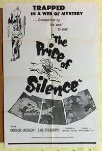 r702 PRICE OF SILENCE one-sheet movie poster '61 Gordon Jackson, English!
