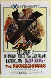 r712 PROFESSIONALS one-sheet movie poster '66 Burt Lancaster, Lee Marvin