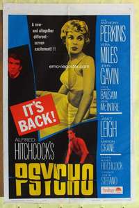 r714 PSYCHO one-sheet movie poster R65 Leigh, Perkins, Hitchcock