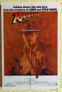r729 RAIDERS OF THE LOST ARK one-sheet movie poster '81 Harrison Ford, Lucas