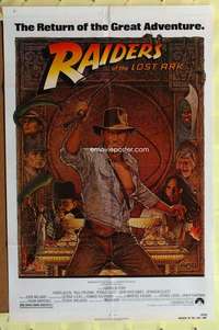 r730 RAIDERS OF THE LOST ARK one-sheet movie poster R82 Harrison Ford, Amsel