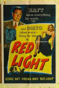 r732 RED LIGHT one-sheet movie poster '49 George Raft, sexy Virginia Mayo!