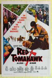 r733 RED TOMAHAWK one-sheet movie poster '66 Howard Keel, Joan Caulfield