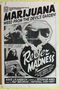 r735 REEFER MADNESS one-sheet movie poster R60s teens & marijuana!