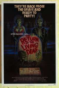 r752 RETURN OF THE LIVING DEAD one-sheet movie poster '85 wild horror image!