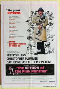 r755 RETURN OF THE PINK PANTHER style B one-sheet movie poster '75 Sellers