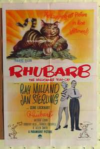 r763 RHUBARB one-sheet movie poster '51 New York baseball team owned by cat!