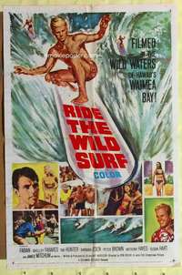 r768 RIDE THE WILD SURF one-sheet movie poster '64 Fabian, great image!