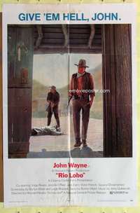 r774 RIO LOBO one-sheet movie poster '71 Give 'em Hell, John Wayne!