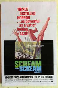 r794 SCREAM & SCREAM AGAIN one-sheet movie poster '70 Vincent Price, wild!