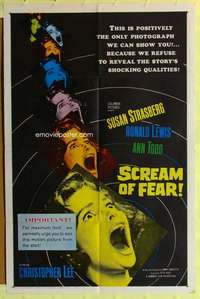 r796 SCREAM OF FEAR one-sheet movie poster '61 Hammer, Susan Strasberg