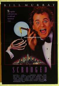 r800 SCROOGED one-sheet movie poster '88 Bill Murray, great image!