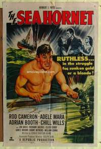 r801 SEA HORNET one-sheet movie poster '51 barechested Rod Cameron, Mara