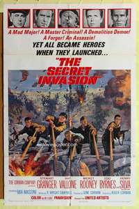 r805 SECRET INVASION one-sheet movie poster '64 Stewart Granger, Vallone