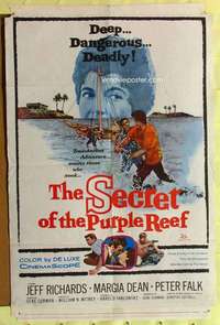 r811 SECRET OF THE PURPLE REEF one-sheet movie poster '60 Peter Falk