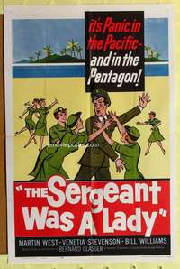 r814 SERGEANT WAS A LADY one-sheet movie poster '61 Venetia Stevenson