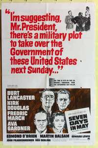 r816 SEVEN DAYS IN MAY one-sheet movie poster '64 Burt Lancaster, Douglas