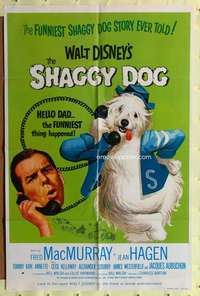r819 SHAGGY DOG one-sheet movie poster R74 Disney, Fred MacMurray