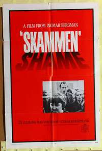 r821 SHAME one-sheet movie poster '69 Ingmar Bergman, Liv Ullmann