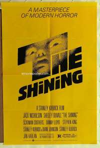 r823 SHINING re-strike 1sh '80s Stephen King & Stanley Kubrick, Jack Nicholson, Saul Bass art!