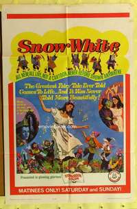 r831 SNOW WHITE one-sheet movie poster '55 7 Dwarfs, live German version!