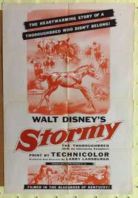 r846 STORMY one-sheet movie poster '54 Walt Disney thoroughbred horse!