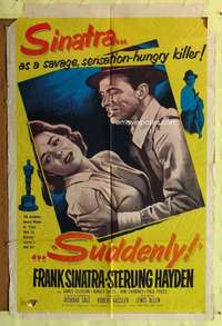 r851 SUDDENLY one-sheet movie poster '54 mad-dog killer Frank Sinatra!